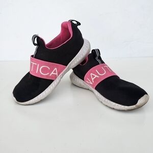 Nautica Kids Sneaker Slip-On Athletic Running Shoe girl size 10 pink & black